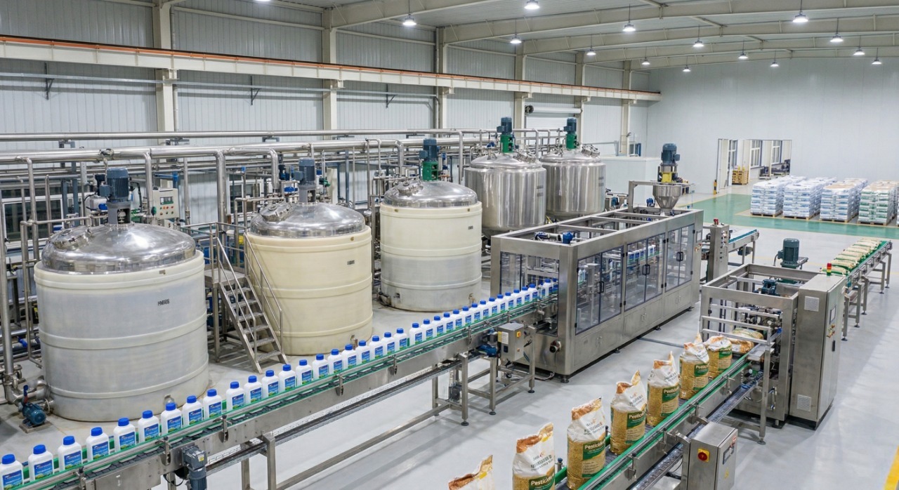 Chemical industry plant with reactors